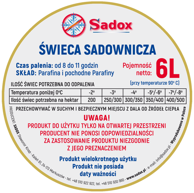 SADOX - etykieta produktu